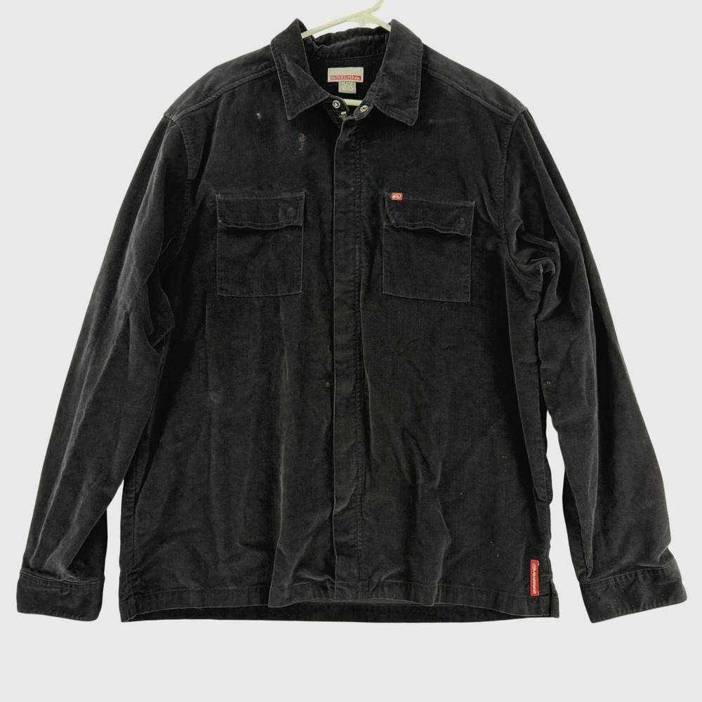 Vintage Quiksilver Jacket Mens XL Black Corduroy Military Shirt Jacket Y2K Gorp